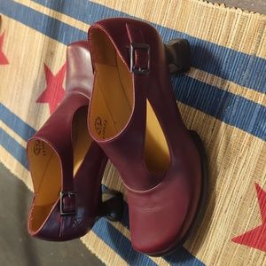 John Fluevog Red Leather Gracias Mary Jane Low Heel Mule Wearever shoe 1338033